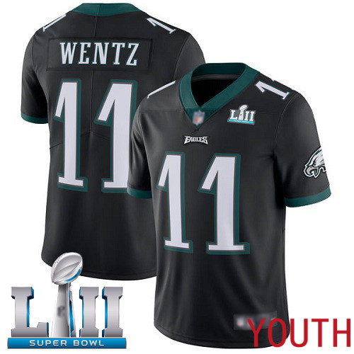 Youth Philadelphia Eagles 11 Carson Wentz Black Alternate Vapor Untouchable NFL Jersey Limited Player Super100th
